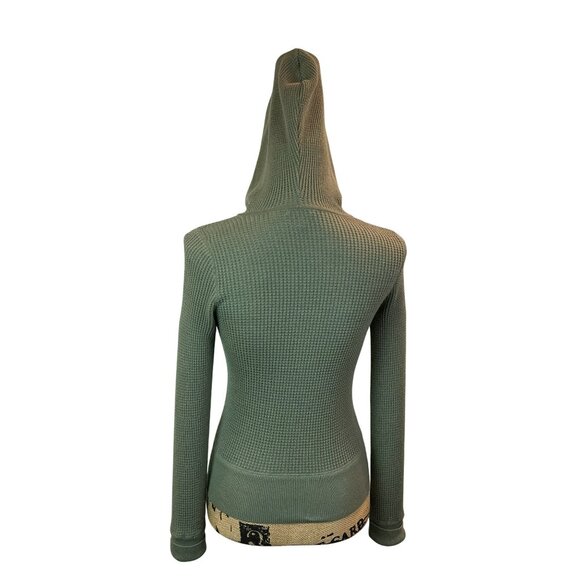 Vince Waffle Knit Hooded Jacket  Zip-Up Sage Green Womens Small 100% Cotton - Picture 8 of 13